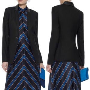 NWT ELIE TAHARI Wendy Leather Collared Wool Jacket